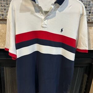 Polo by Ralph Lauren Men's Red, White, and Blue Shirt